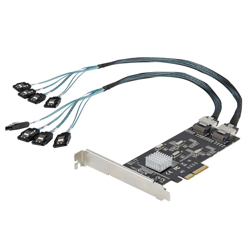 StarTech.com 8 Port SATA PCIe Kaart, PCI Express 6Gbps SATA Uitbreidingkaart met 4 Host Controllers, SATA PCIe Controller Kaart, PCI-e x4 Gen 2 naar S