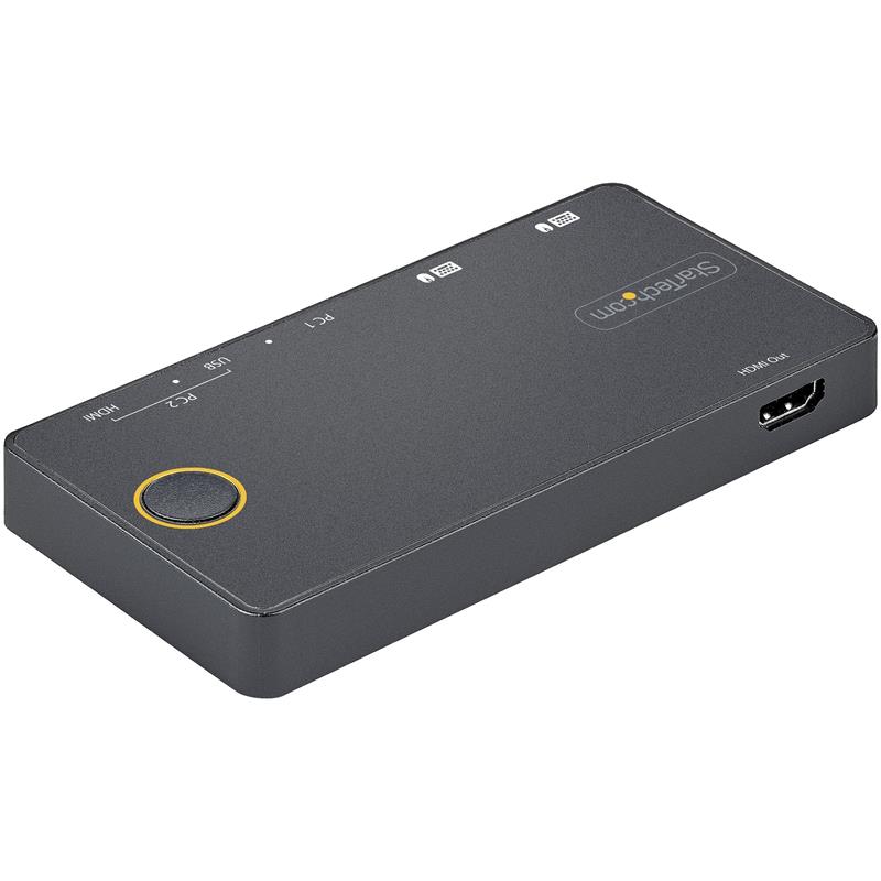 StarTech.com 2 Port Hybride USB-A + HDMI & USB-C KVM Switch - Enkele 4K 60Hz HDMI 2.0 Monitor - Compacte Desktop en/of Laptop HDMI KVM Switch - USB Bu