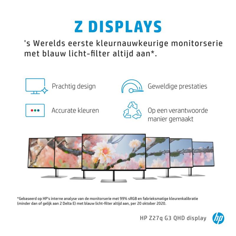 HP Z27q G3 QHD 68,6 cm (27"") 2566 x 1440 Pixels Quad HD LED Zilver