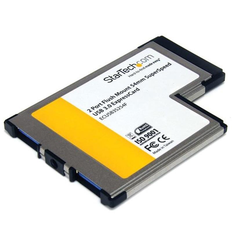 StarTech.com 2-poorts verzonken gemonteerde ExpressCard 54 mm SuperSpeed USB 3.0 kaartadapter met UASP-ondersteuning