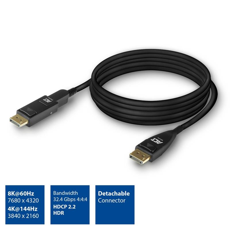 ACT AK4153 DisplayPort kabel 25 m Zwart