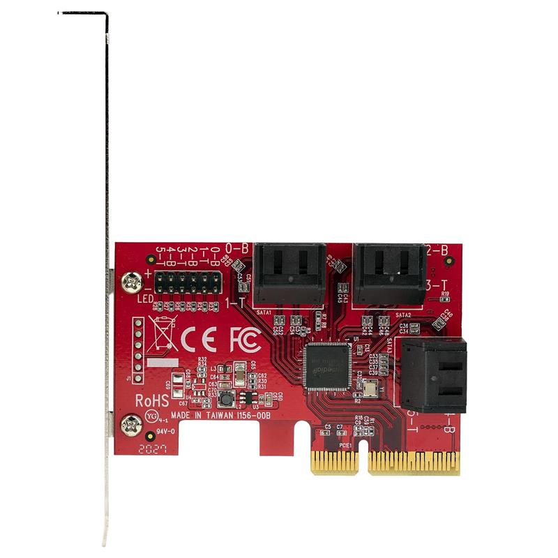 StarTech.com SATA PCIe Kaart, 6 Port PCIe SATA Uitbreidingskaart, 6Gbps, Low Profile Bracket, Stacked SATA Connectors, ASM1166 Non-Raid, PCI Express n