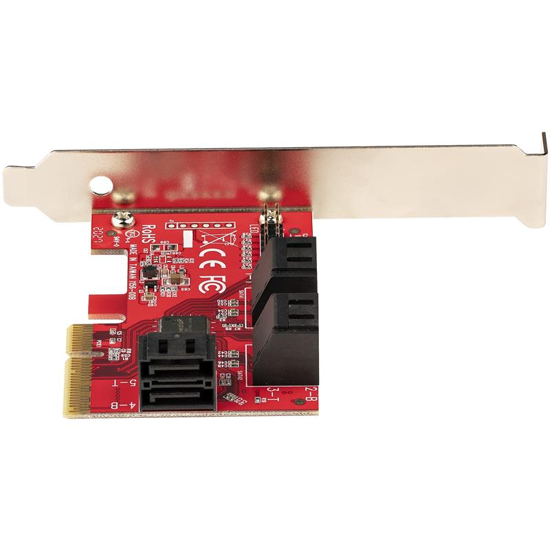 StarTech.com SATA PCIe Kaart, 6 Port PCIe SATA Uitbreidingskaart, 6Gbps, Low Profile Bracket, Stacked SATA Connectors, ASM1166 Non-Raid, PCI Express n