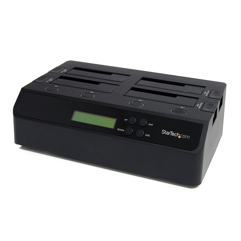 StarTech.com 4-Bay Hard Drive Cloner en Wisser, Standalone 1:3 HDD/SSD Kloner/Copier/Earser, USB 3.0/eSATA naar SATA Docking Station, Hard Disk Duplic