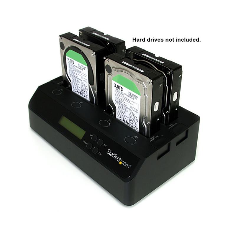 StarTech.com 4-Bay Hard Drive Cloner en Wisser, Standalone 1:3 HDD/SSD Kloner/Copier/Earser, USB 3.0/eSATA naar SATA Docking Station, Hard Disk Duplic