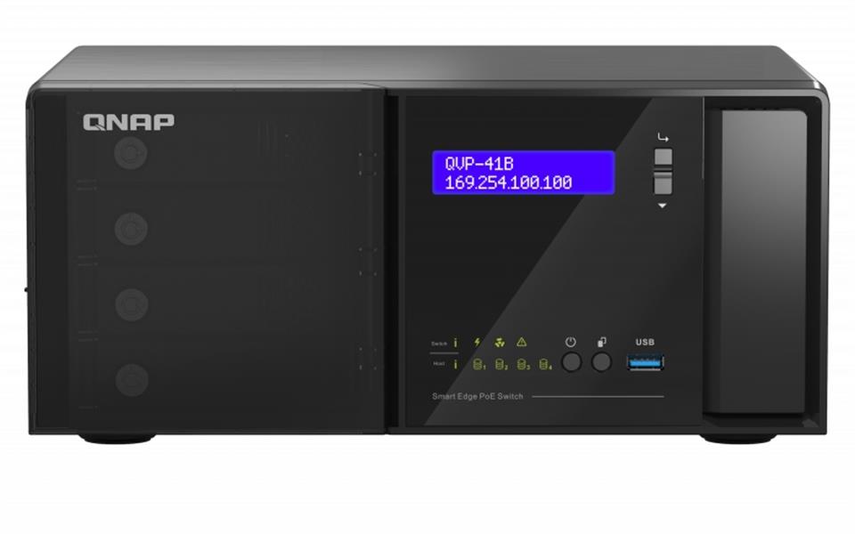 QNAP QVP-41B-8G-P Netwerk Video Recorder (NVR) Zwart