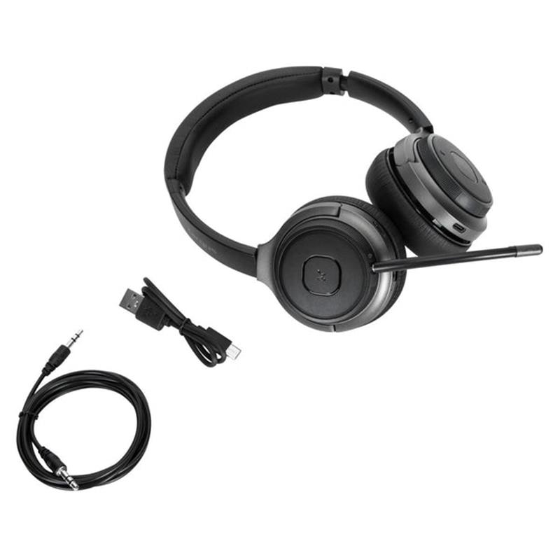 Targus AEH104GL hoofdtelefoon/headset Bedraad en draadloos Hoofdband Oproepen/muziek USB Type-C Bluetooth Zwart