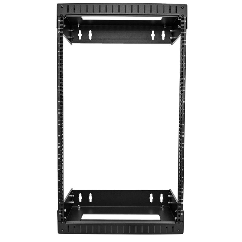 StarTech.com 18U 19"" Wandmonteerbare Server Rack, Verstelbare Diepte 12-20"", 2 Post Open Frame Serverruimte Rack voor AV/Data/ Server/Switch met Koo