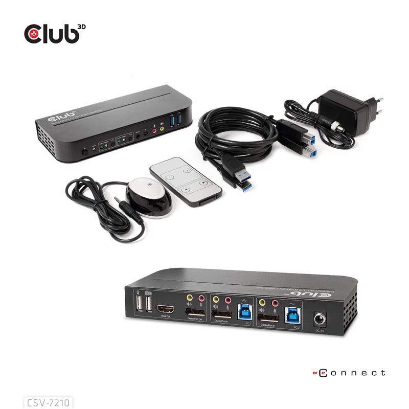 CLUB3D DisplayPort HDMI KVM Switch For Dual DisplayPort 4K 60Hz
