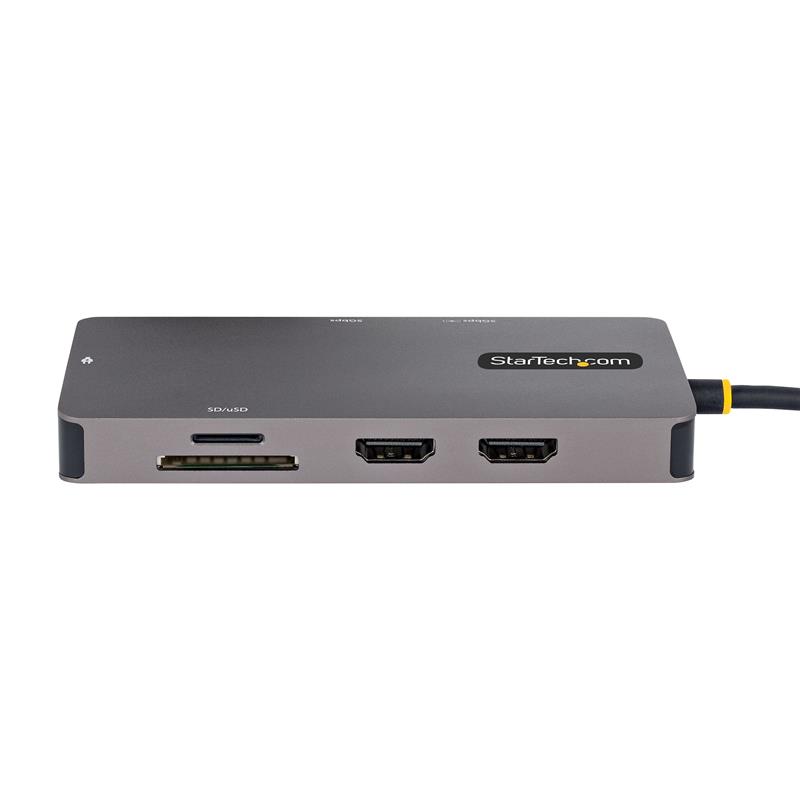 StarTech.com USB C Multiport Adapter, Dual HDMI Video, 4K 60Hz, 2 Port 5Gbps USB-A Hub, 100W Power Delivery Pass-Through, GbE, SD/MicroSD, 30cm Kabel,