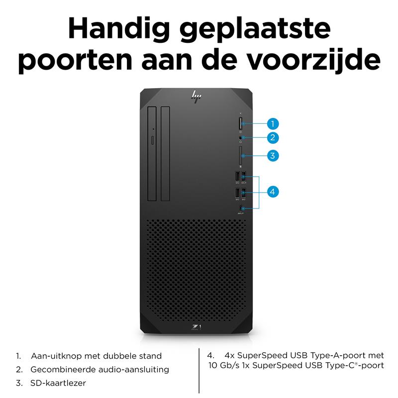 HP Z1 G9 i7-12700 Tower Intel® Core™ i7 32 GB DDR5-SDRAM 1000 GB SSD Windows 10 Pro PC Zwart