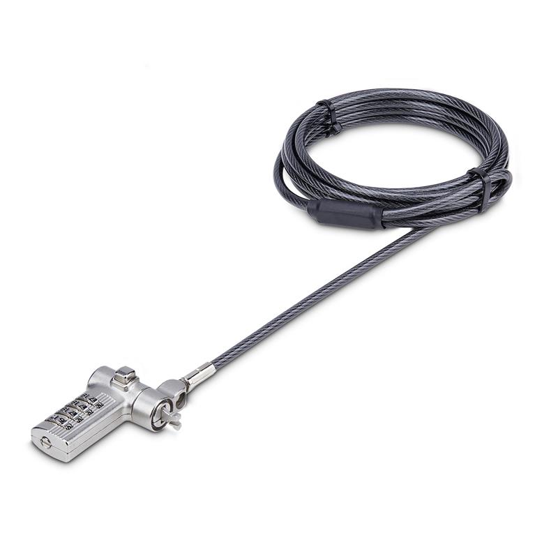 StarTech.com 2m Universeel Laptop Kabelslot, Security Kabel met Vooraf Ingesteld Combinatieslot, Compatibel met Noble Wedge®/Nano/K-Slot, Cijfersl