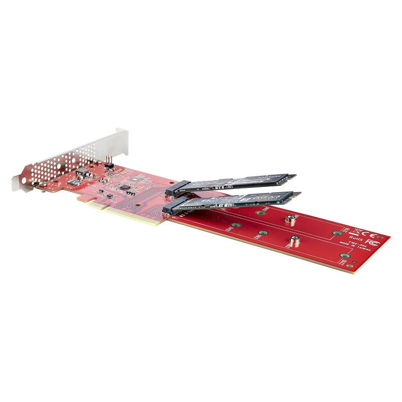 StarTech.com Dual M.2 PCI Express SSD Adapter Kaart, PCIe x8 / x16 naar Dual NVMe of AHCI M.2 SSDs, M2 PCIe Adapter, PCI Express 4.0, 7.8GBps/Schijf, 