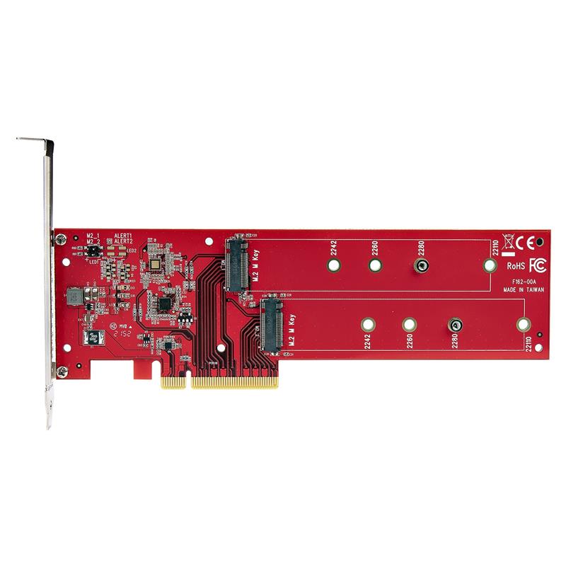 StarTech.com Dual M.2 PCI Express SSD Adapter Kaart, PCIe x8 / x16 naar Dual NVMe of AHCI M.2 SSDs, M2 PCIe Adapter, PCI Express 4.0, 7.8GBps/Schijf, 