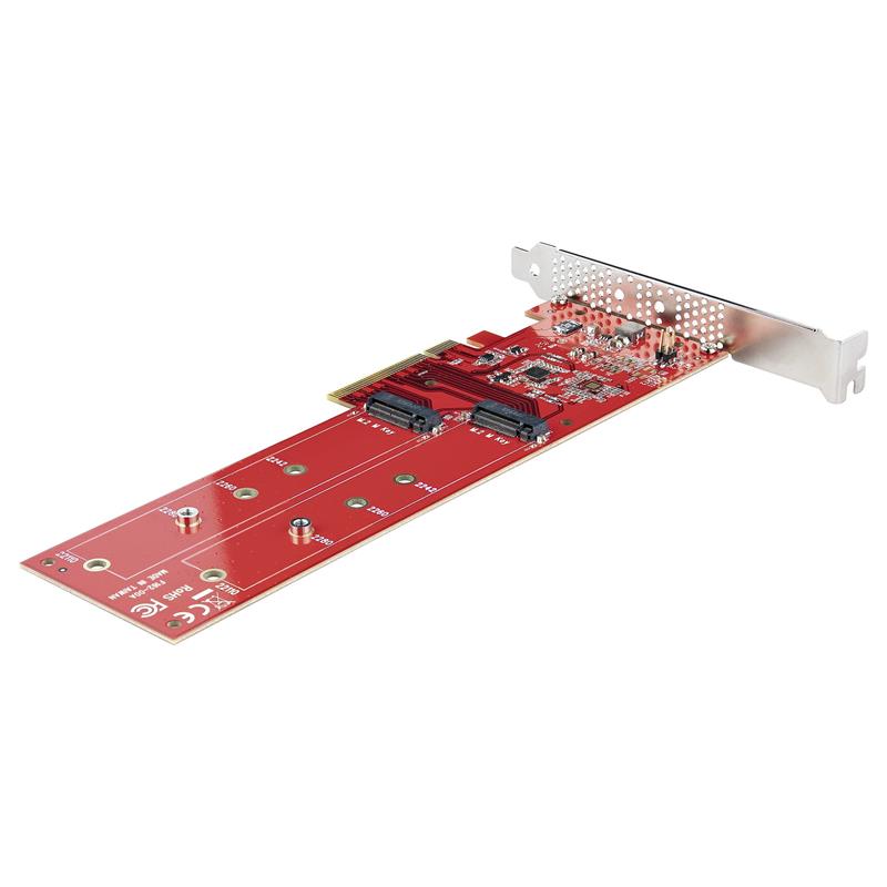 StarTech.com Dual M.2 PCI Express SSD Adapter Kaart, PCIe x8 / x16 naar Dual NVMe of AHCI M.2 SSDs, M2 PCIe Adapter, PCI Express 4.0, 7.8GBps/Schijf, 