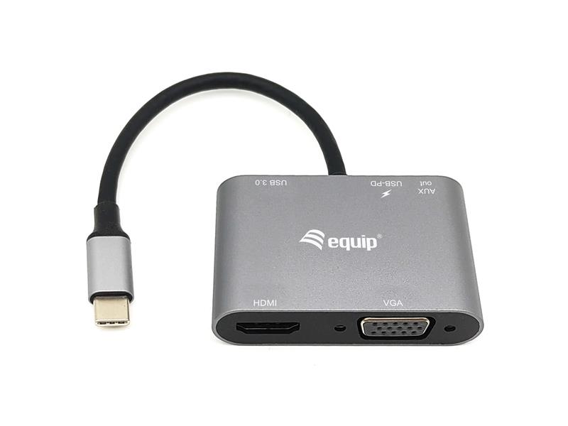 Equip 133483 notebook dock & poortreplicator Bedraad USB 3.2 Gen 1 (3.1 Gen 1) Type-C Zwart, Grijs