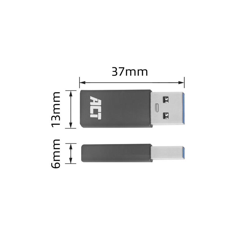 ACT AC7375 tussenstuk voor kabels USB Type-C USB Type-A Grijs