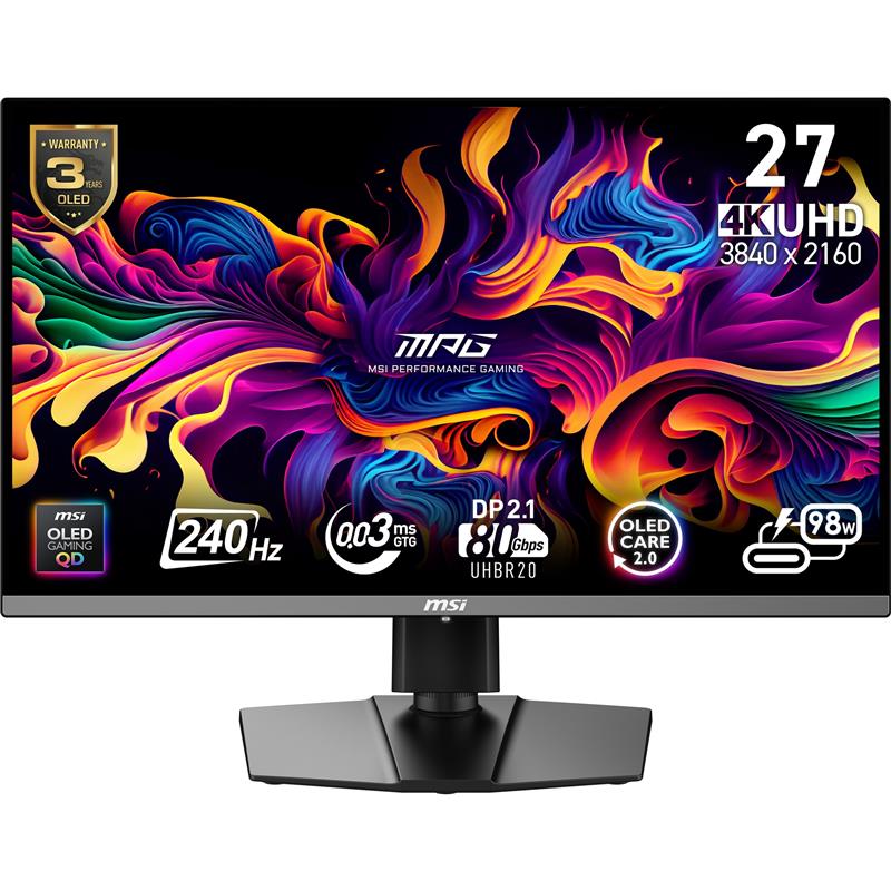 MSI MPG 272URX QD-OLED computer monitor 67,3 cm (26.5"") 3840 x 2160 Pixels 4K Ultra HD Zwart
