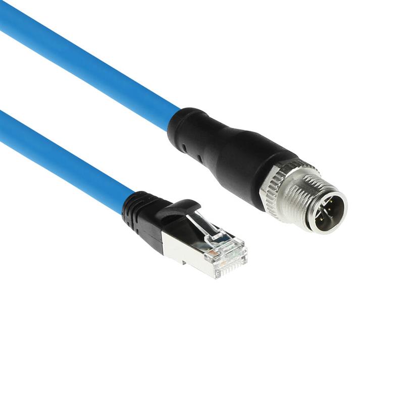 ACT Industrial 1,50 meter Sensor kabel M12X 8-polig male chassis naar RJ45, Superflex SF/UTP TPE kabel, afgeschermd