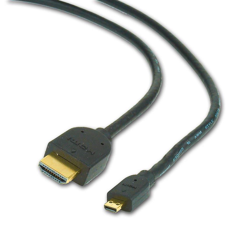 HDMI man naar micro D-man zwarte kabel vergulde connectoren 1 8 m lange kabel