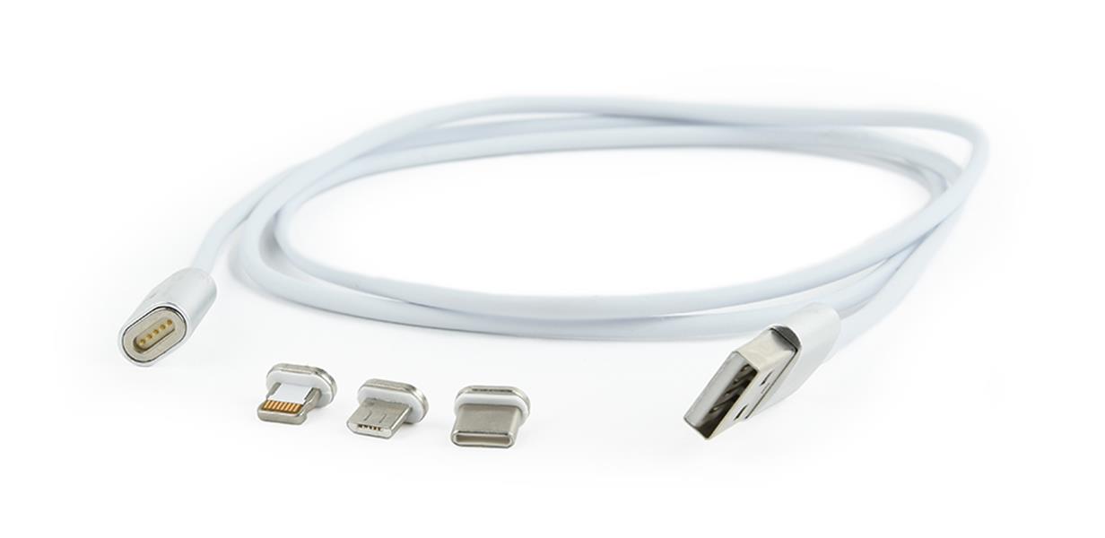 Gembird Magnetic USB charging combo 3-in-1: lightning micro-USB USB-C kabel silver 1 m *USBAM *USBCM *LIGHTNINGM *MUSBBM