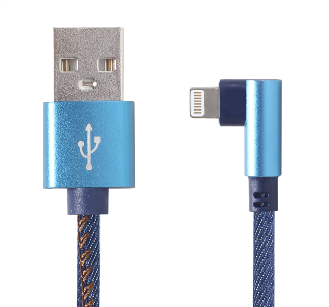 8-Pin kabel 1 meter Denim Blue Jeans hoekconnector