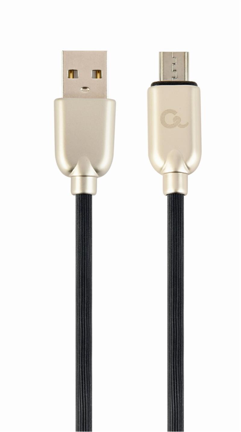 Premium micro-USB laad- datakabel rubber 2 m zwart