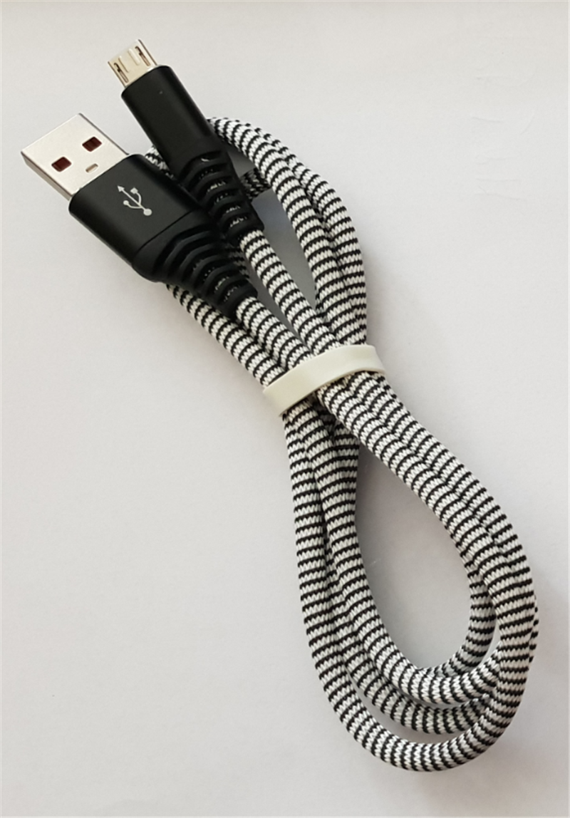 Premium micro-USB laad- datakabel katoen 1 m zwart wit
