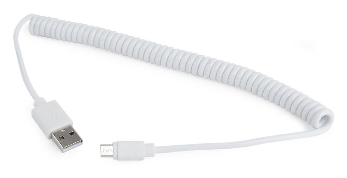 USB spiraal-kabel A MicroB 1 8 m