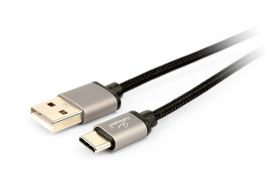USB-C kabel katoen 1 8 meter zwart Blister