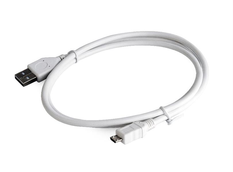 Gembird USB-kabel A MicroB 1 m wit