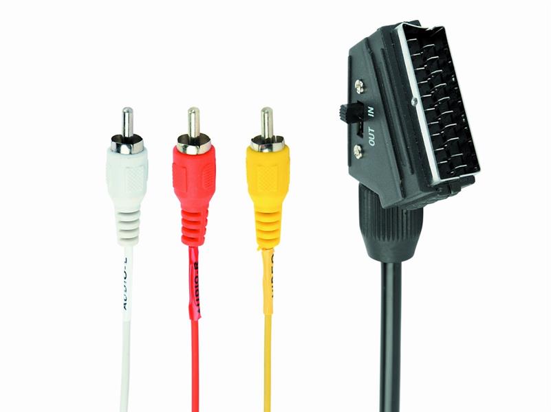 Bidirectionele RCA 3x tulp naar SCART audio-video kabel 1 8 m