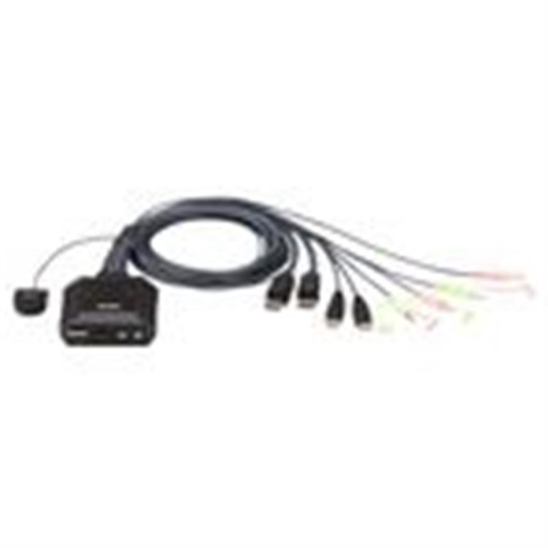 Aten 2-poorts USB DisplayPort-kabel KVM-switch met externe poortselectieschakelaar