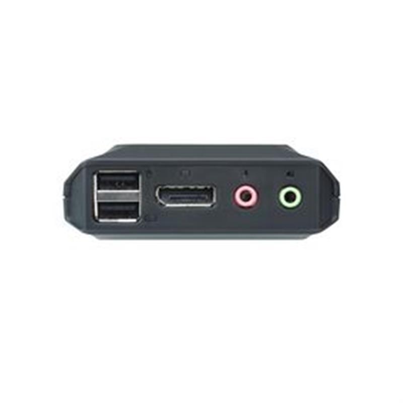 Aten 2-poorts USB DisplayPort-kabel KVM-switch met externe poortselectieschakelaar