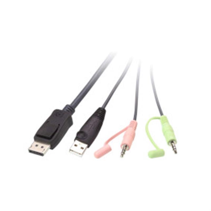 Aten 2-poorts USB DisplayPort-kabel KVM-switch met externe poortselectieschakelaar