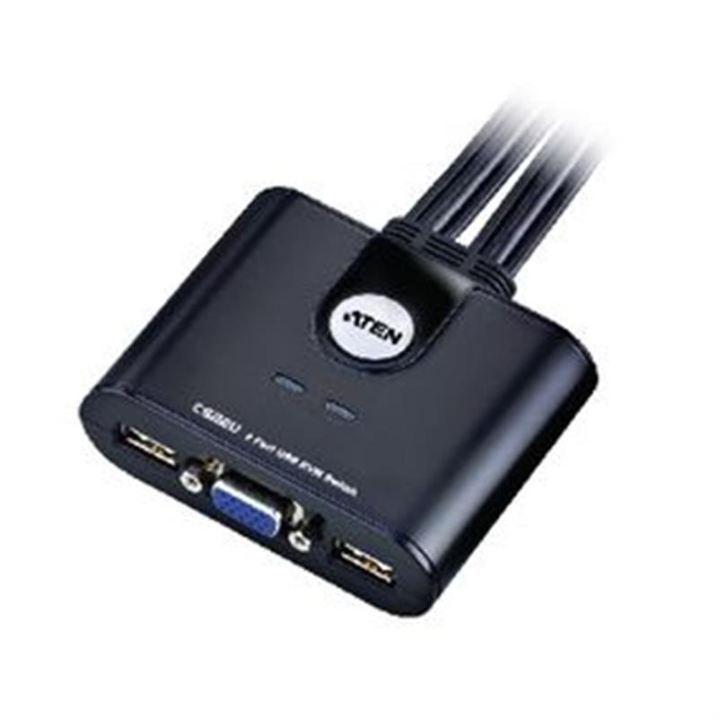 Aten 2-Poorts USB VGA-kabel KVM-switch met externe poortselectieschakelaar