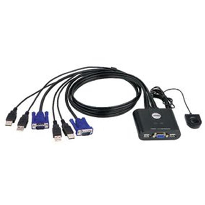 Aten 2-Poorts USB VGA-kabel KVM-switch met externe poortselectieschakelaar