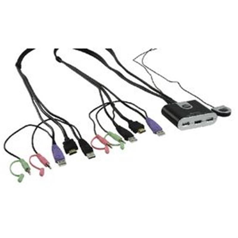 Aten 2-poorts USB HDMI-/audiokabel KVM-switch met externe poortselectieschakelaar