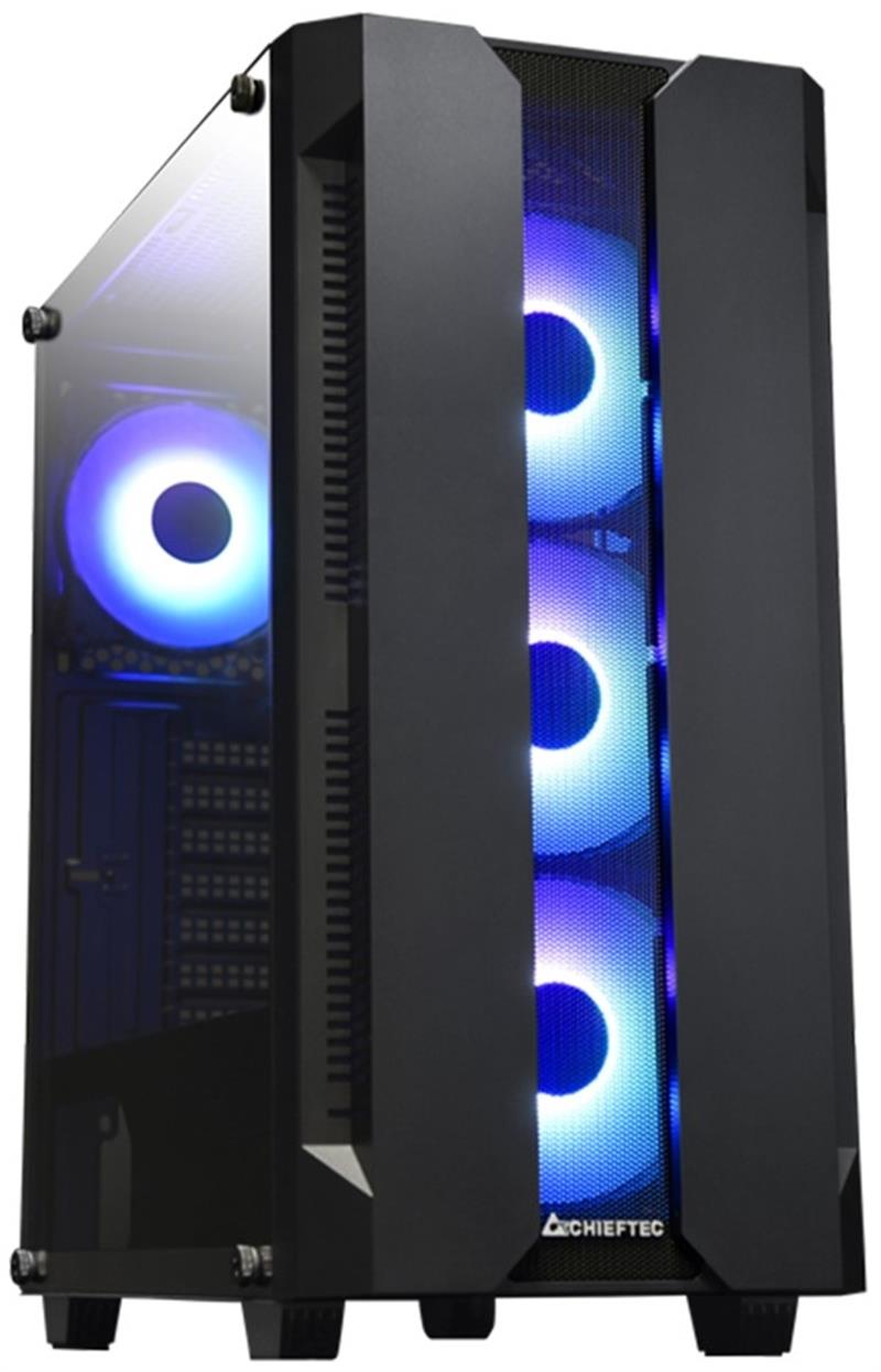 Chieftec Hunter Black ATX Gaming case T Glass 4xRGB fan