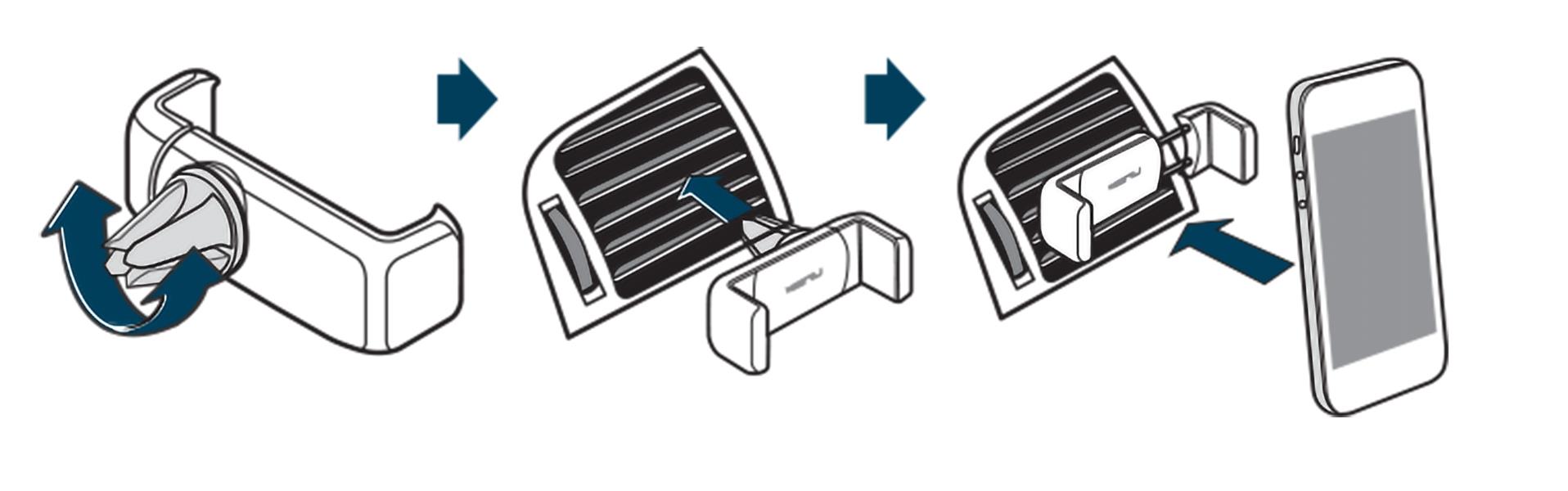 Universele ventilatiehouder voor smartphones