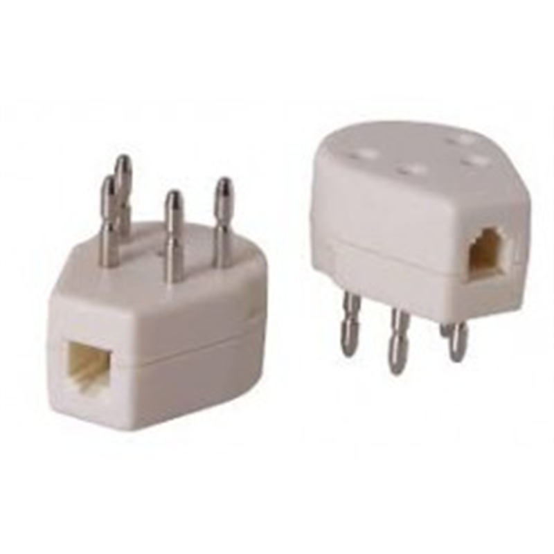Telephone cable adapter PTT male to RJ11 female white
