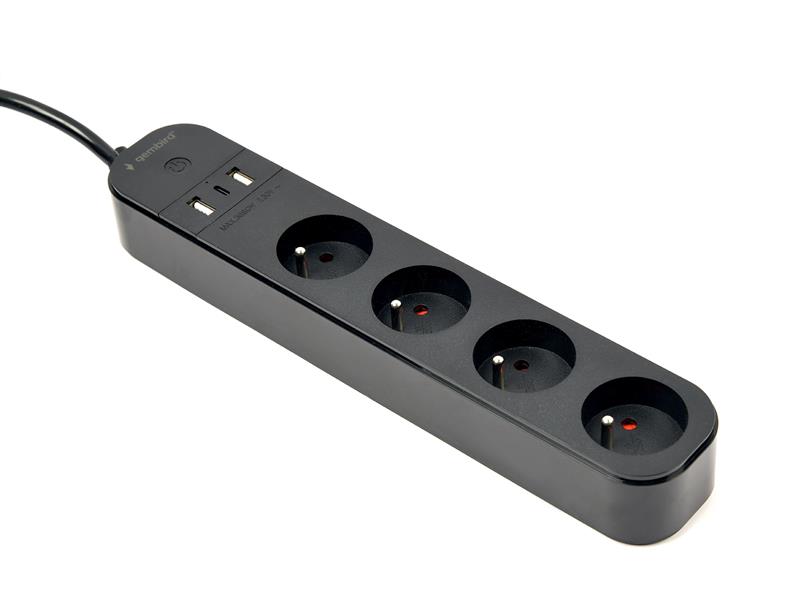 Slimme 4-voudige stekkerdoos met USB laadpoorten Frans