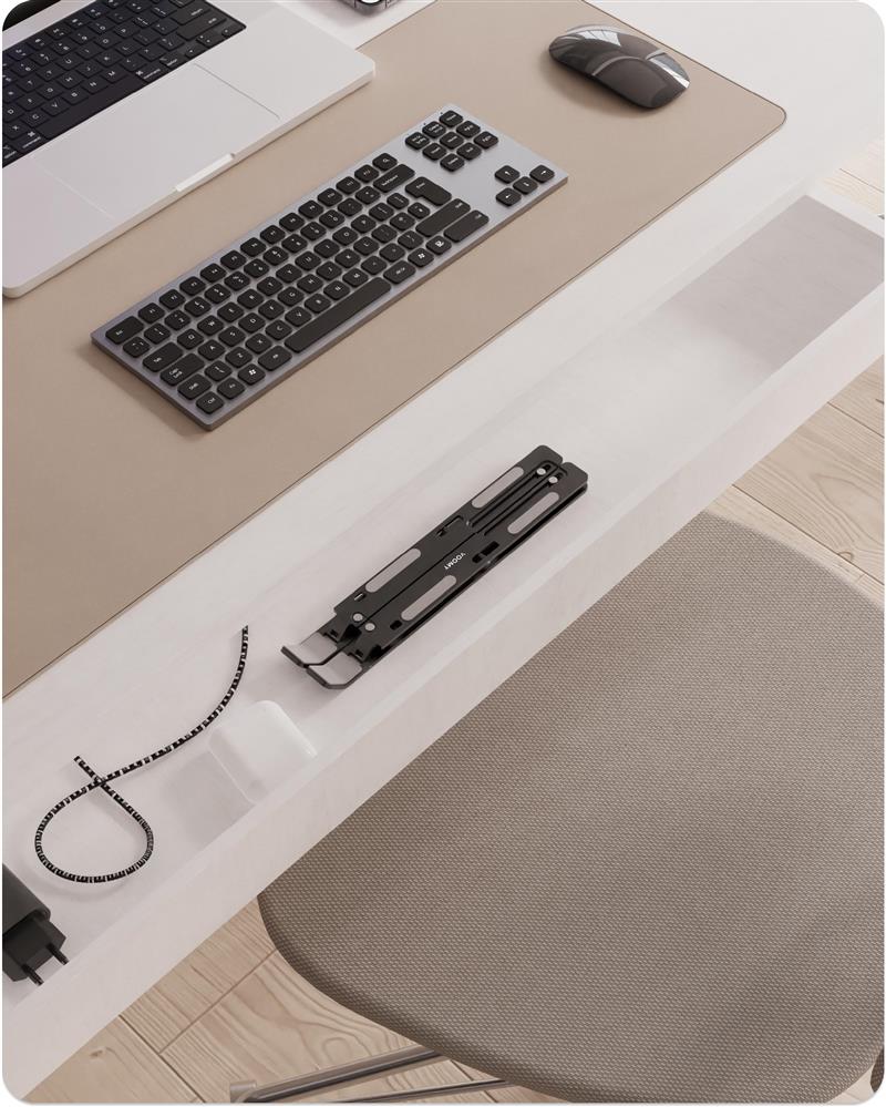 Voomy Office T3 - Laptop Standaard Verstelbaar - Ergonomisch - Aluminium Zwart Zwart