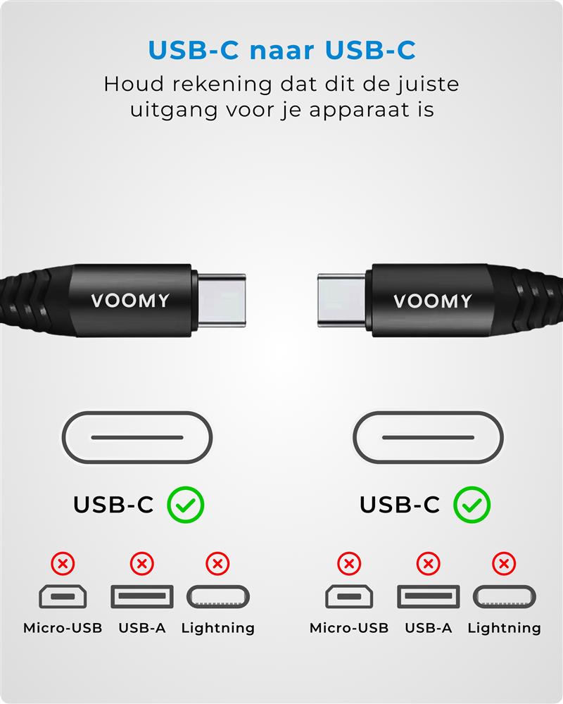 Voomy Charge 100W Kabel USB C naar USB C Kabel