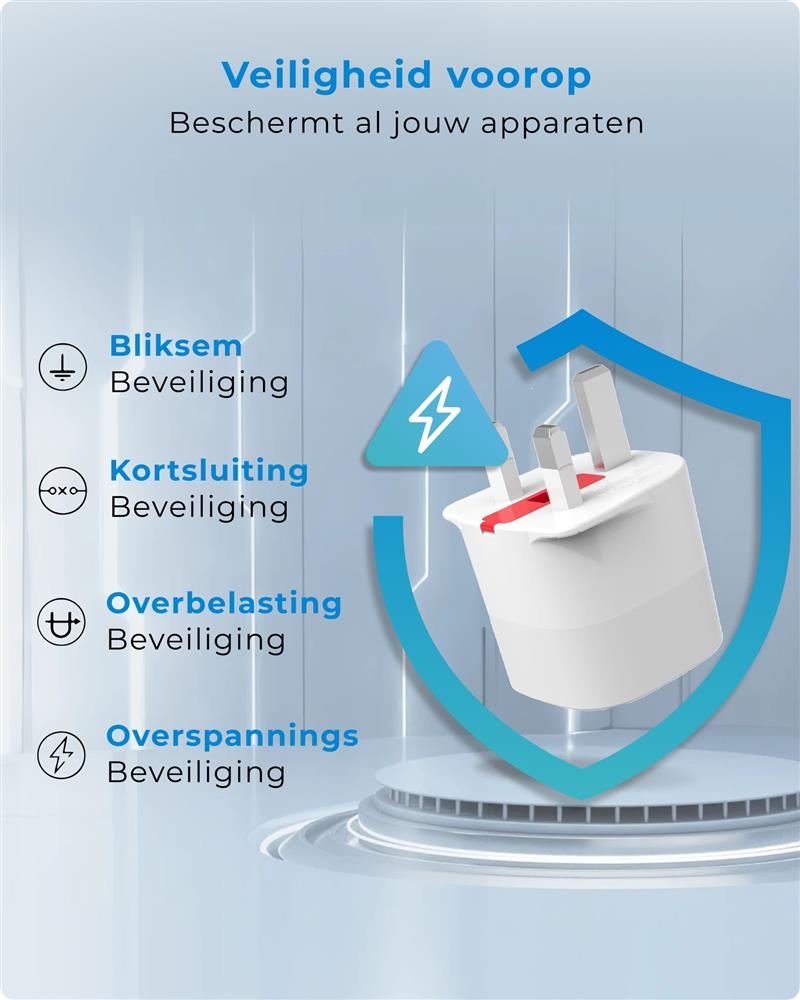 Voomy - Reisstekker Engeland UK - Wereldstekker Type G - Wit Wit