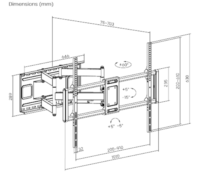 TV muurbeugel full-motion 60 -120 