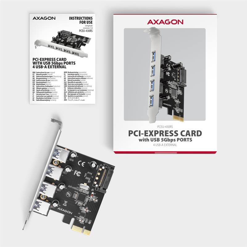 Axagon PCEU-430RS interfacekaart/-adapter Intern USB 3.2 Gen 1 (3.1 Gen 1)