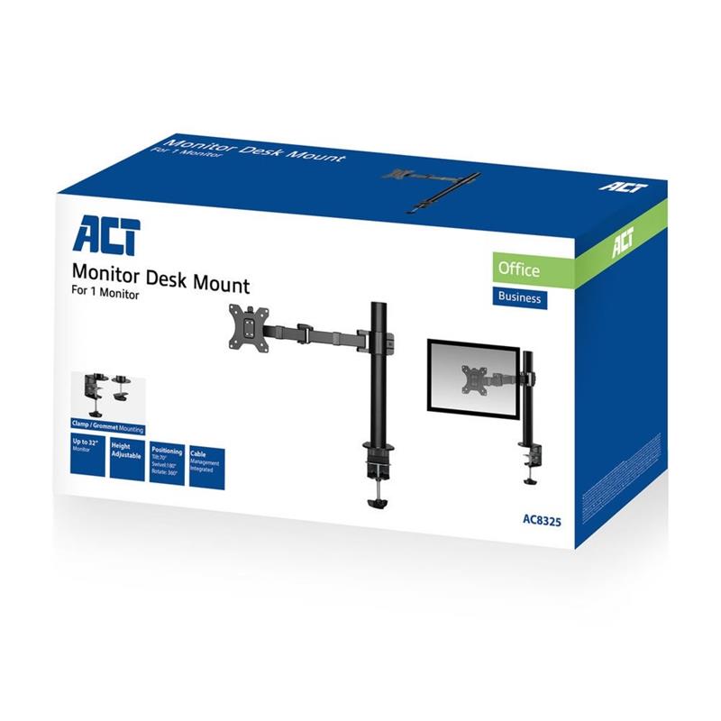 ACT AC8325 flat panel bureau steun 81,3 cm (32"") Klem/doorvoer Zwart