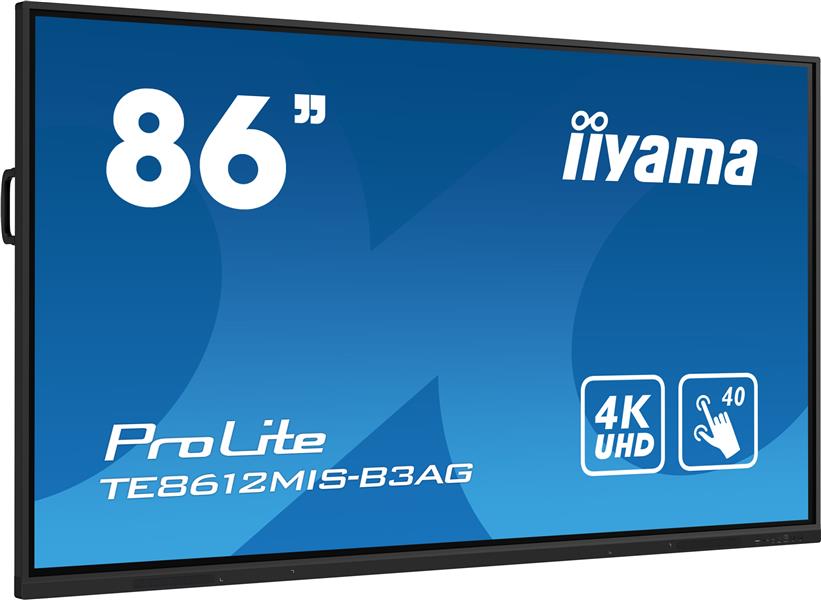 iiyama TE8612MIS-B3AG beeldkrant Kiosk-ontwerp 2,18 m (86"") LCD Wifi 400 cd/m² 4K Ultra HD Zwart Touchscreen Type processor Android 11 24/7