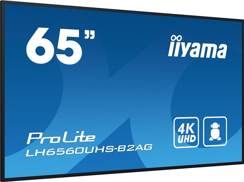 iiyama LH6560UHS-B2AG beeldkrant Digitaal A-kaart 165,1 cm (65"") LED Wifi 500 cd/m² 4K Ultra HD Zwart Type processor Android 11 24/7